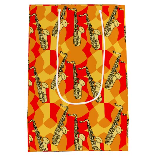 Saxophone Bright Pattern Medium Cadeauzakje (Achterkant)