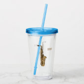 Saxophone cartoon acryl drinkbeker (Achterkant)