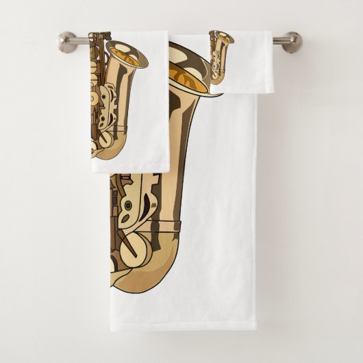 Saxophone cartoon bad handdoek (Insitu)
