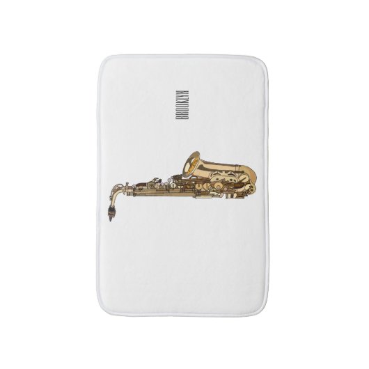 Saxophone cartoon badmat (Voorkant Verticaal)