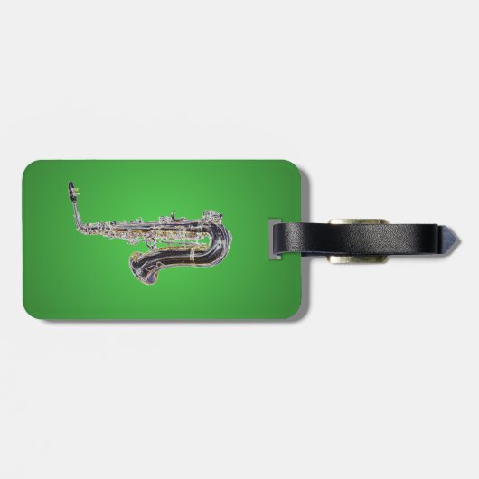 Saxophone cartoon bagagelabel (Achterkant horizontaal)