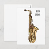Saxophone cartoon briefkaart (Voorkant / Achterkant)