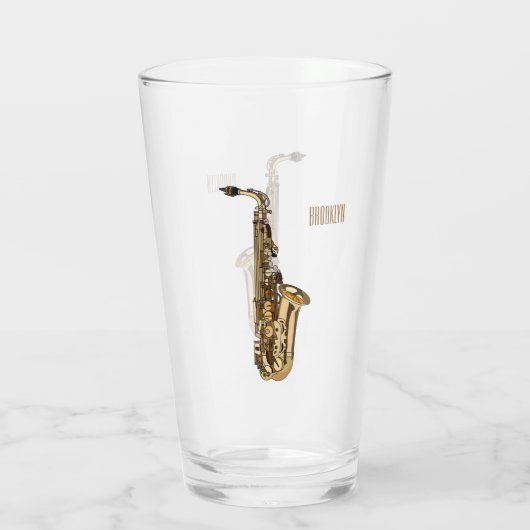 Saxophone cartoon glas (Achterkant)