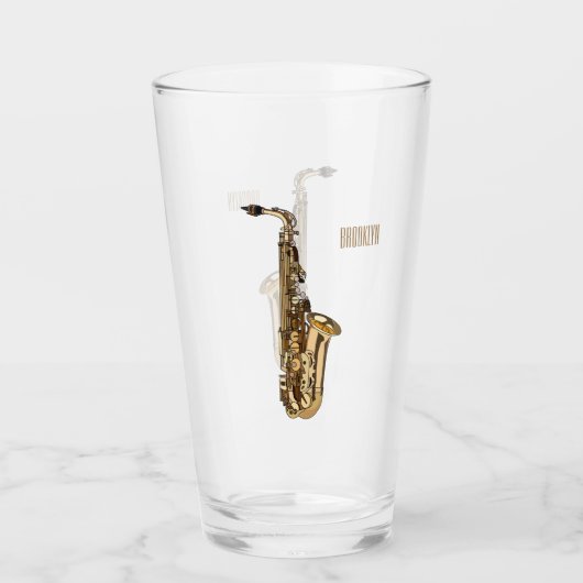 Saxophone cartoon glas (Voorkant)