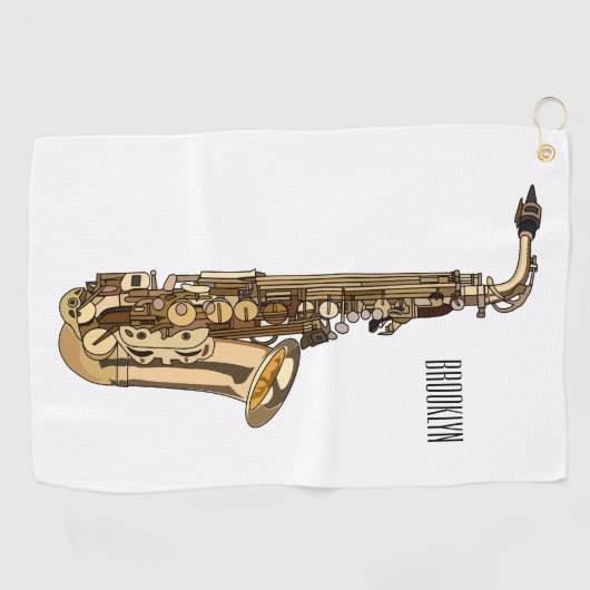 Saxophone cartoon golfhanddoek (Horizontaal)
