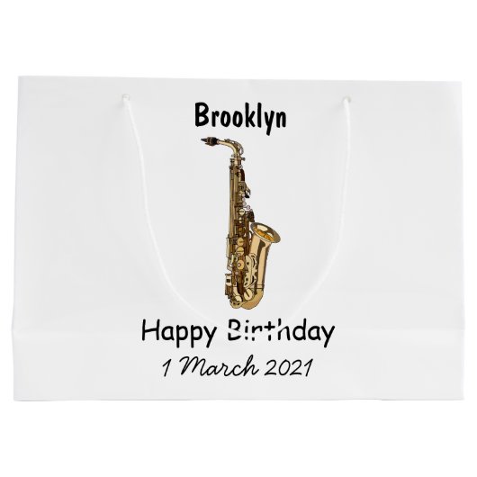 Saxophone cartoon groot cadeauzakje (Achterkant)