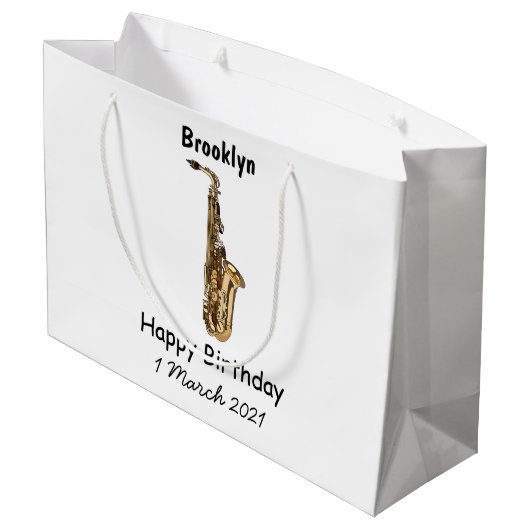 Saxophone cartoon groot cadeauzakje (Achterkant Gekanteld)