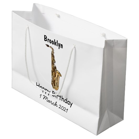 Saxophone cartoon groot cadeauzakje (Voorkant Gekanteld)