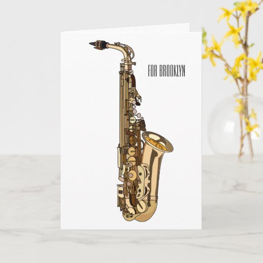 Saxophone cartoon kaart (Gele Bloem)