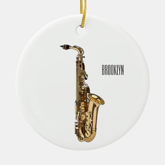 Saxophone cartoon keramisch ornament (Voorkant)