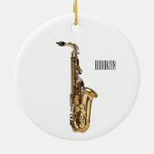 Saxophone cartoon keramisch ornament (Achterkant)