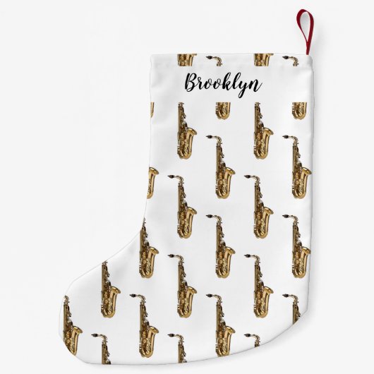 Saxophone cartoon kleine kerstsok (Achterkant)