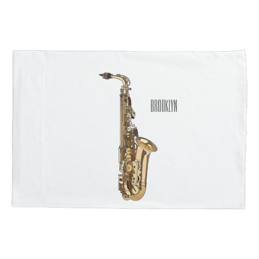 Saxophone cartoon kussensloop (Achterkant)