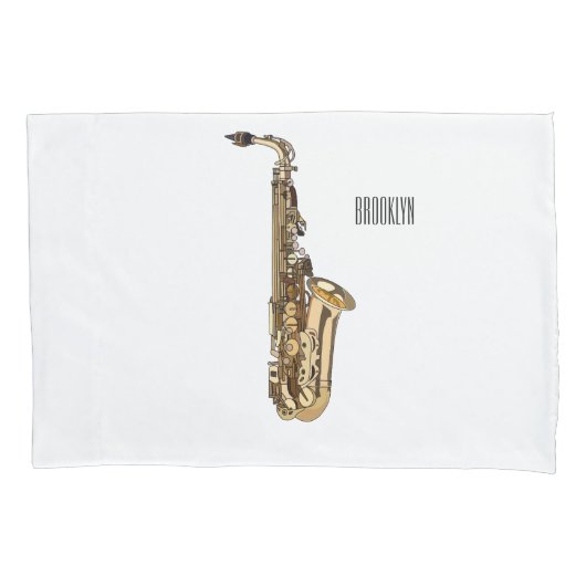 Saxophone cartoon kussensloop (Voorkant)