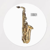 Saxophone cartoon labels (Design 1)