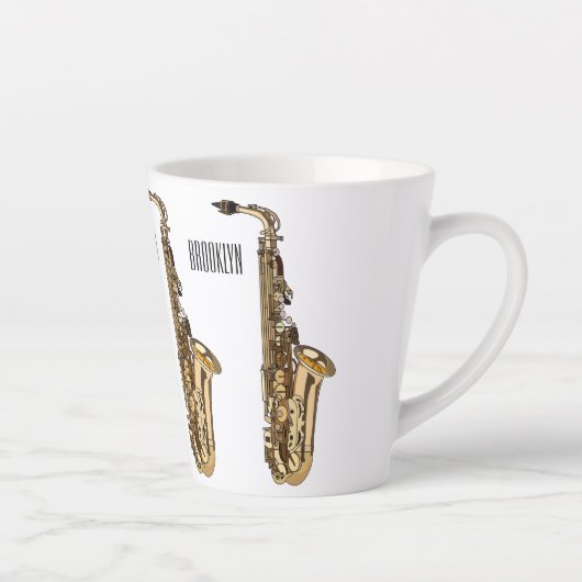 Saxophone cartoon latte mok (Rechts)