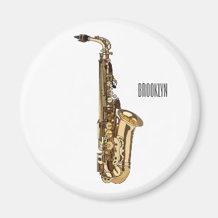 Saxophone cartoon magneet