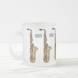 Saxophone cartoon matglas koffiemok