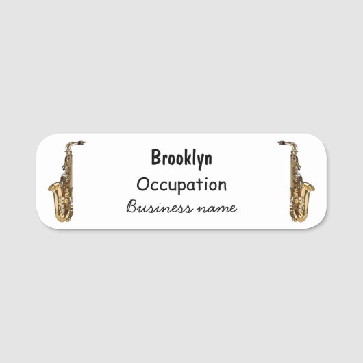 Saxophone cartoon naamplaatje (Voorkant)
