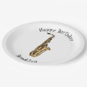 Saxophone cartoon papieren bordje (Gekanteld)