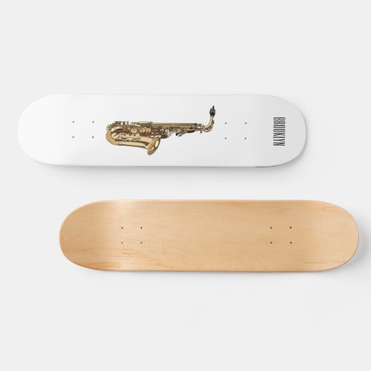 Saxophone cartoon persoonlijk skateboard (Horizontaal)