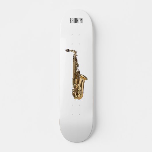Saxophone cartoon persoonlijk skateboard (Voorkant)