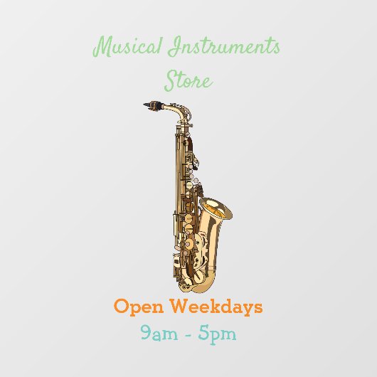 Saxophone cartoon raamsticker (Vel)