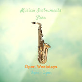 Saxophone cartoon raamsticker (Vel 3)