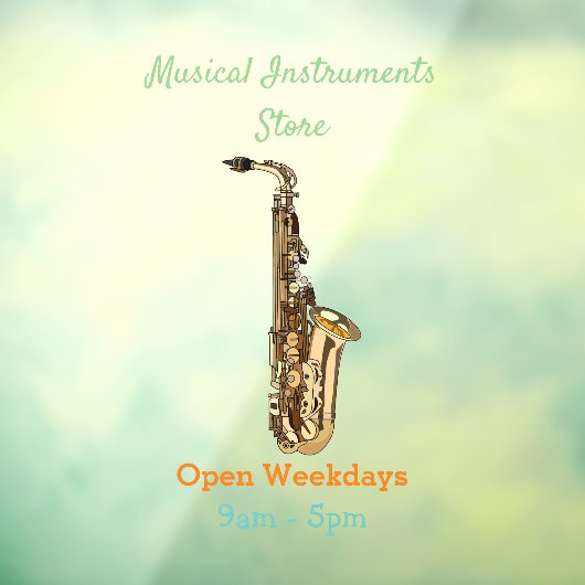 Saxophone cartoon raamsticker (Vel 3)