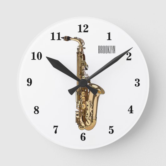 Saxophone cartoon ronde klok (Voorkant)