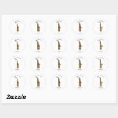 Saxophone cartoon ronde sticker (Vel)
