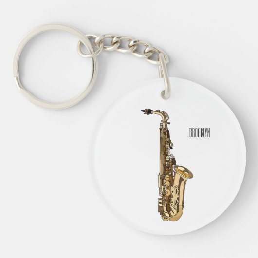 Saxophone cartoon sleutelhanger (Voorkant)