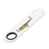 Saxophone cartoon speed flessenopener (Voorkant Gekanteld)