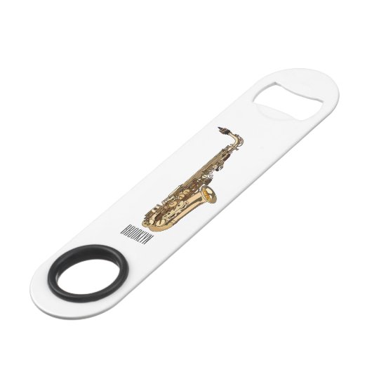 Saxophone cartoon speed flessenopener (Voorkant Gekanteld)