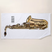 Saxophone cartoon strandlaken (Voorkant)