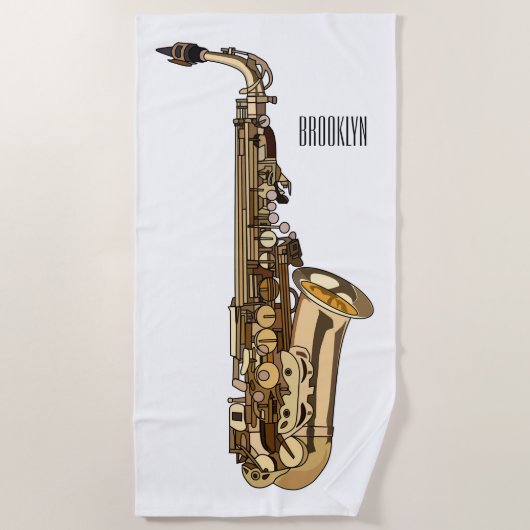 Saxophone cartoon strandlaken (Voorkant)