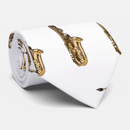 Saxophone cartoon stropdas (Opgerold)
