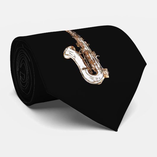 Saxophone cartoon stropdas (Opgerold)