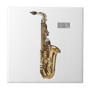 Saxophone cartoon tegeltje