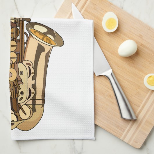 Saxophone cartoon theedoek (Quarter Fold)