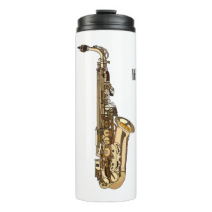 Saxophone cartoon thermosbeker