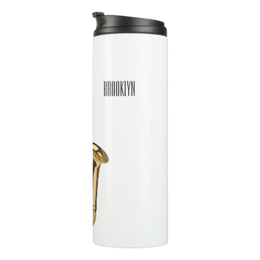 Saxophone cartoon thermosbeker (Geroteerd rechts)