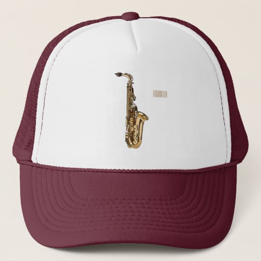 Saxophone cartoon trucker pet (Voorkant)