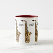 Saxophone cartoon tweekleurige koffiemok (Center)