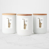 Saxophone cartoon voedselcontainer etiket (Flessen)