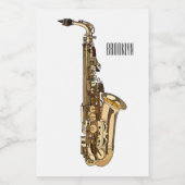 Saxophone cartoon voedselcontainer etiket (Enkel label)