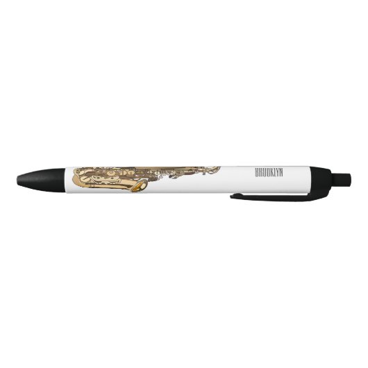 Saxophone cartoon zwarte inkt pen (Bodem)