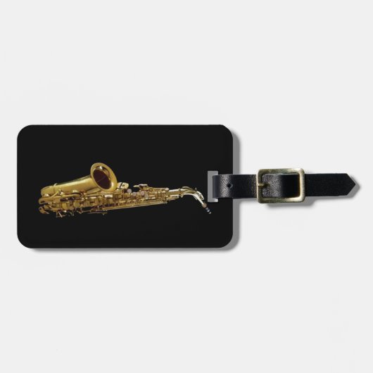 Saxophone Charcoal Background ~ Sax Bagagelabel (Voorkant horizontaal)
