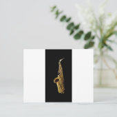 Saxophone Charcoal Background ~ Sax Briefkaart (Staand voorkant)