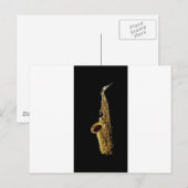 Saxophone Charcoal Background ~ Sax Briefkaart (Voorkant / Achterkant)